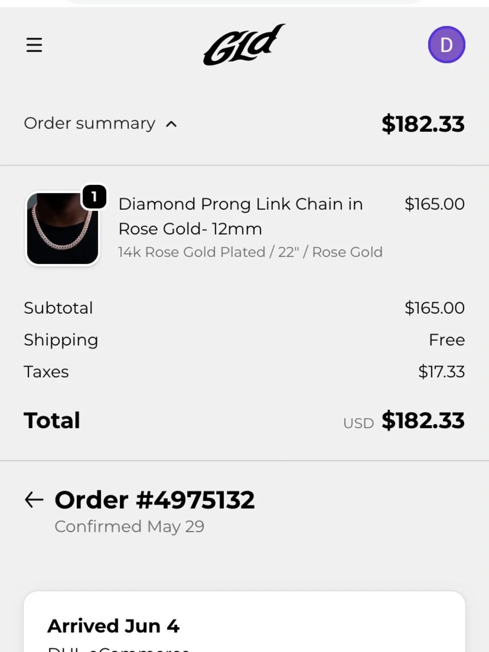 GLD cuban link chain